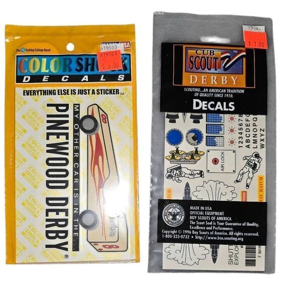 13pc Lot BSA Boy Cub Scouts Of America Pinewood Derby Bundle Decals Guide Book - Picture 4 of 6